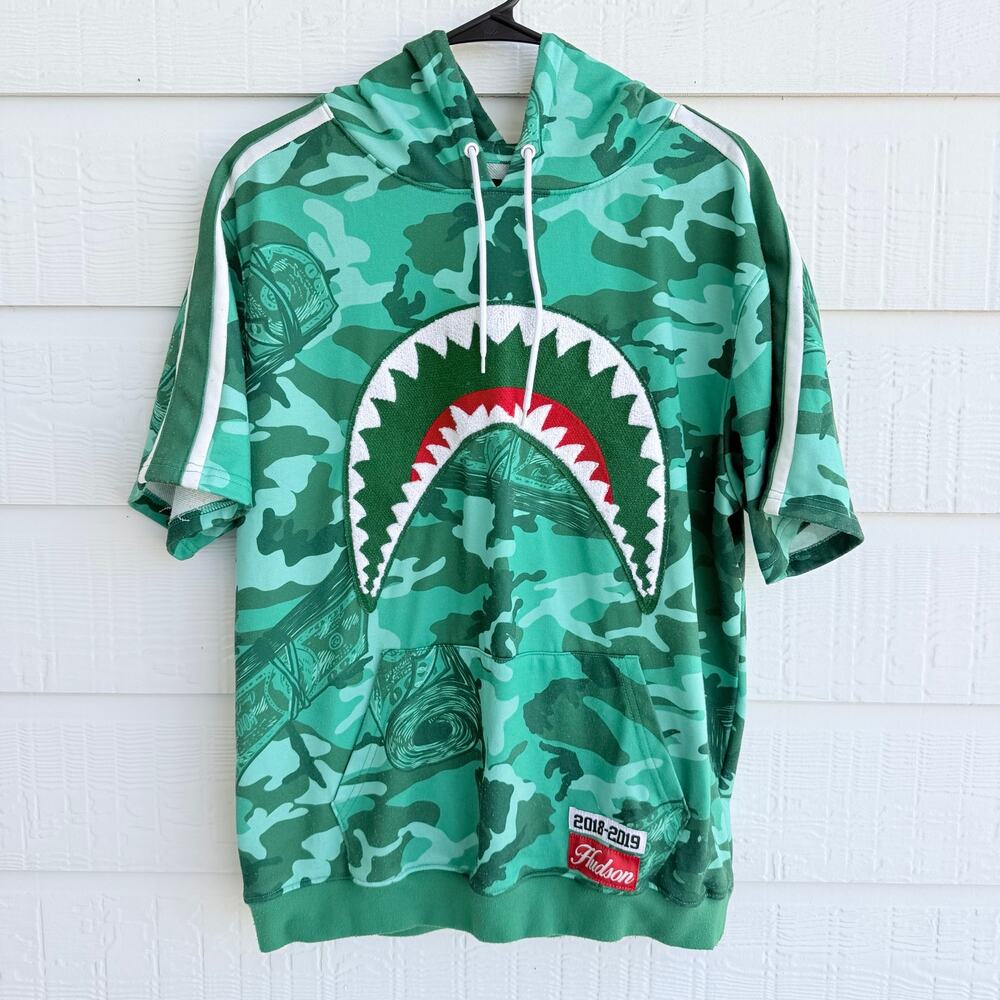 Hudson Outerwear Camo Chenille Shark Hoodie L Hustler 23 Varsity Patch